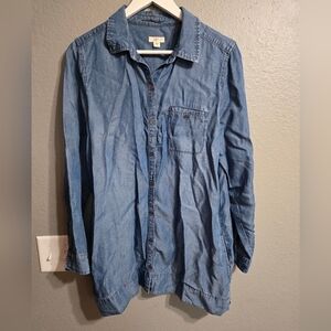 J. Jill Denim Blue Lyocell Button Down Top Size Medium